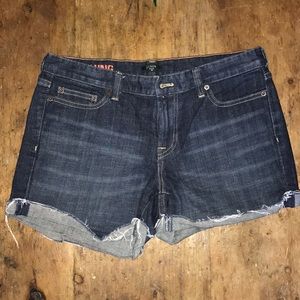 J Crew "hipslung" denim cut off shorts